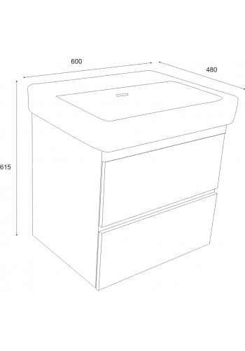 SHARP lower bathroom cabinet with basin 60 cm white